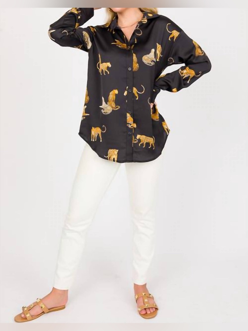 Mazik Leopard Button down Blouse - Picture 9 of 11